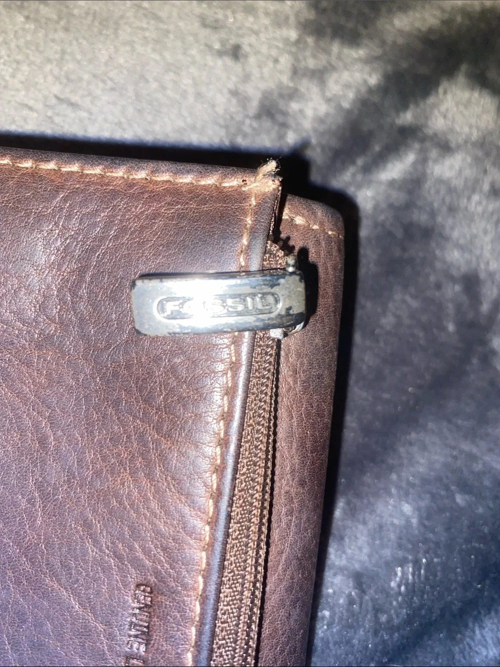 Fossil Brown Leather Trifold Wallet with Front Card Slots